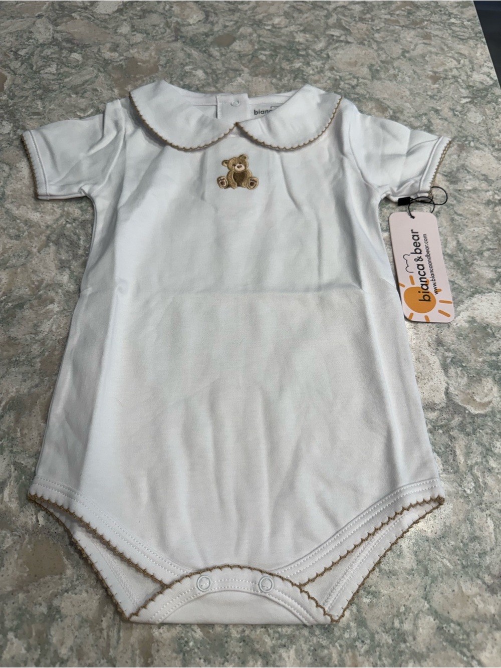 NWT Bianca & Bear Teddy Bear Pima Cotton Bodysuit 12-18M